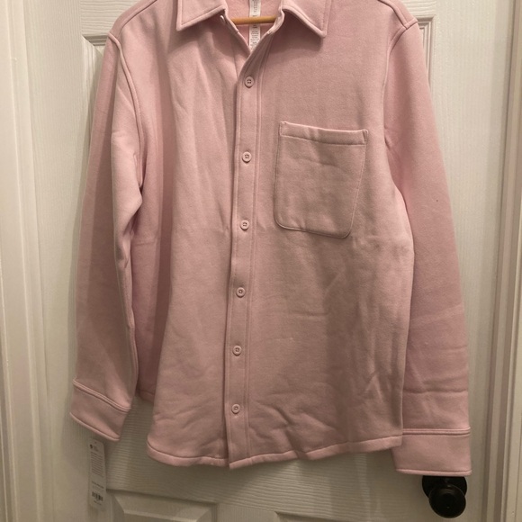 NWT CRZ YOGA Pink Peony Soft Fleece oversized shirt jacket size M (8/10) - Picture 8 of 11